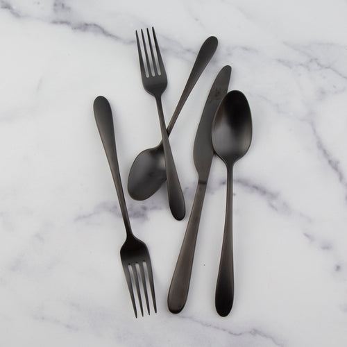 20-Piece Abe Brushed Black Flatware Set + Reviews