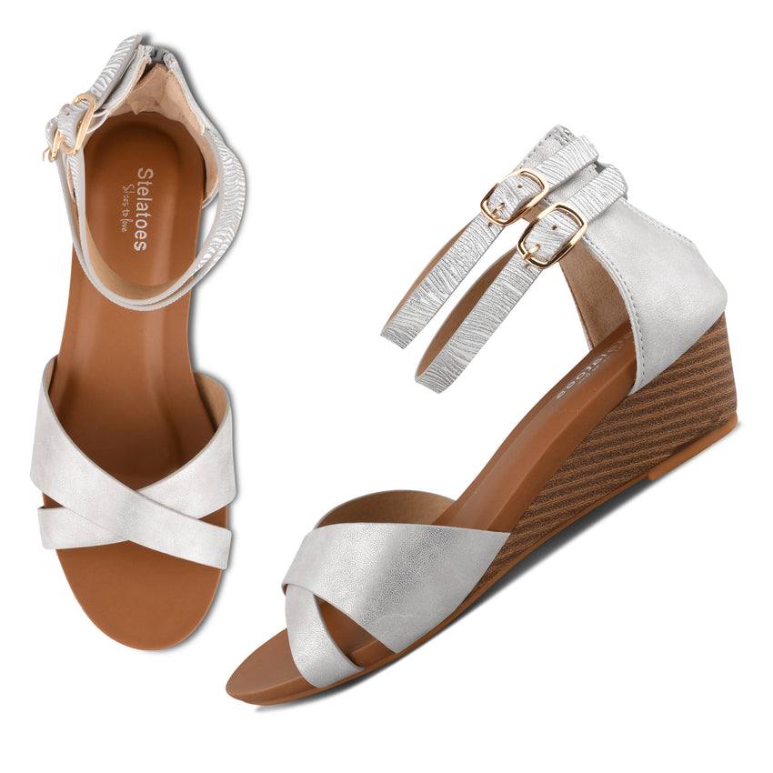 silver casual sandals