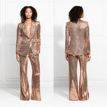 Load image into Gallery viewer, Jessica&#39;s Glitter Gold Sequin Suit.
