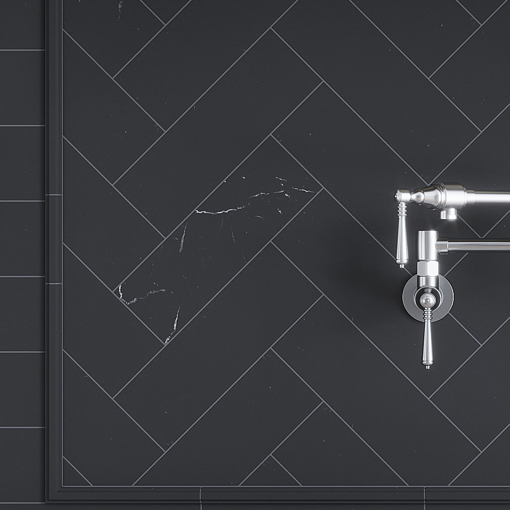 Eastern Black 4x12 Honed Subway Marble Tile (15 pack, 5 sq ft/case)