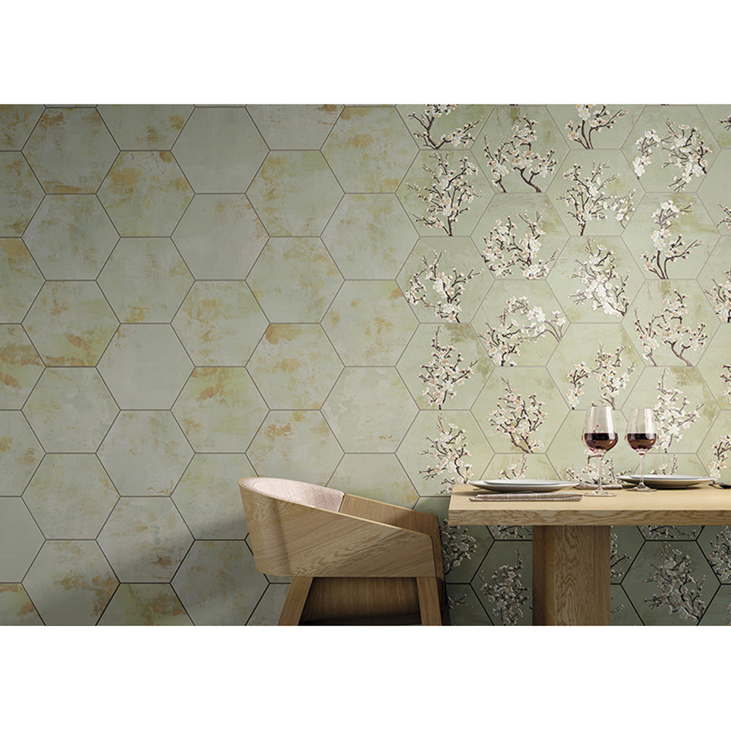 Moss Green 10x11 Natural Hexagon Porcelain Large Format Tile (17 pack, 10.06 sq ft/case)