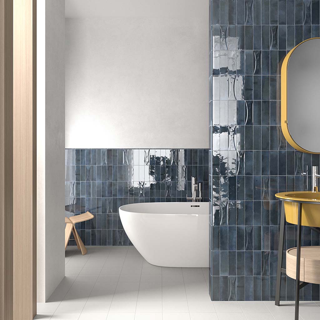 38 pack antiek 2 58 in w x 7 9 in l glossy blue luxury ceramic subway wall  and floor tile 5 38 sq ft