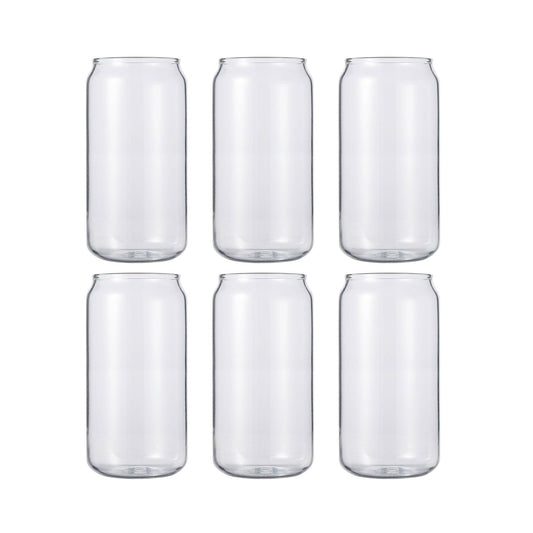 4 Pack Sublimation Glass Cups with Bamboo Lid Clear Glass Beer