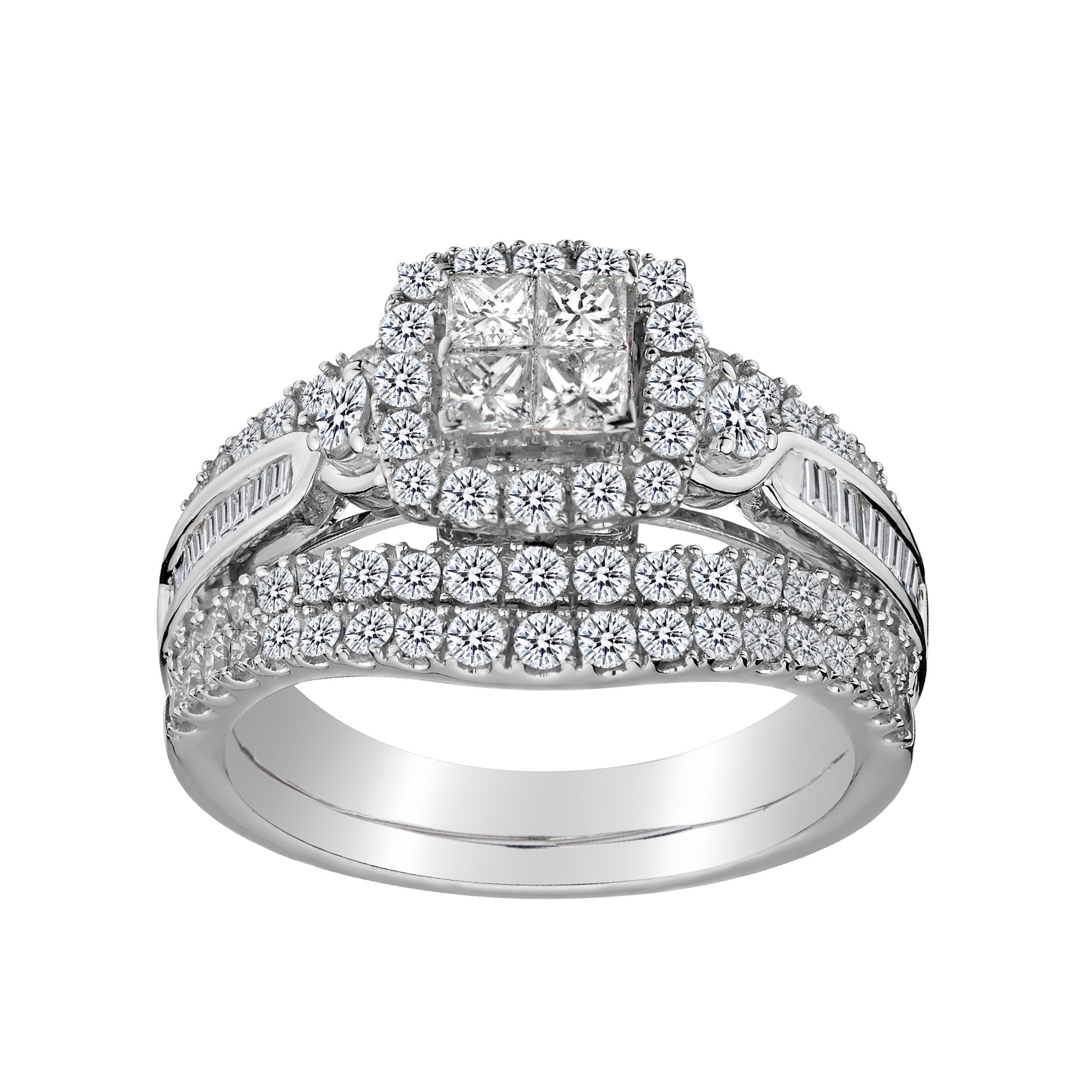 1.50 CARAT DIAMOND ENGAGEMENT RING SET, 14kt WHITE GOLD...............