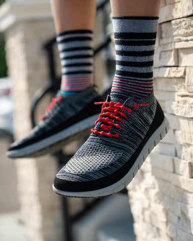 Bright Orange Shoelaces on Running Shoes