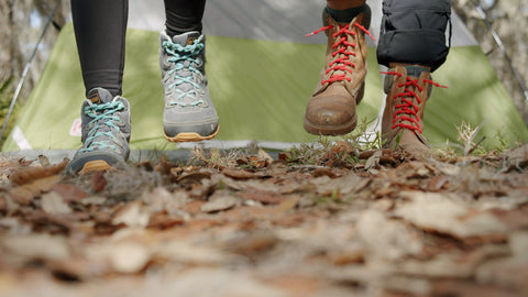 Hiking friends with standard run no tie shoelaces in boots