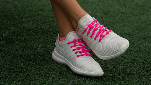 Hot Pink Shoelaces on White Sneakers