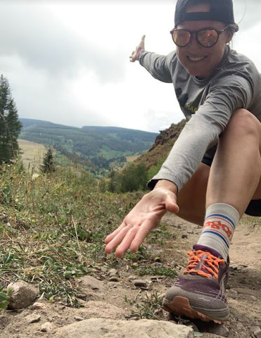 Runner with Caterpy no tie shoelaces at Camp Hale