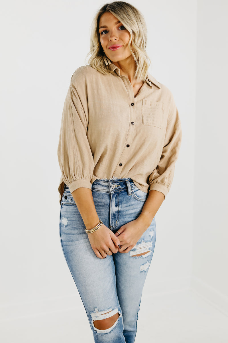 The Natalie Oversized Button Up Top