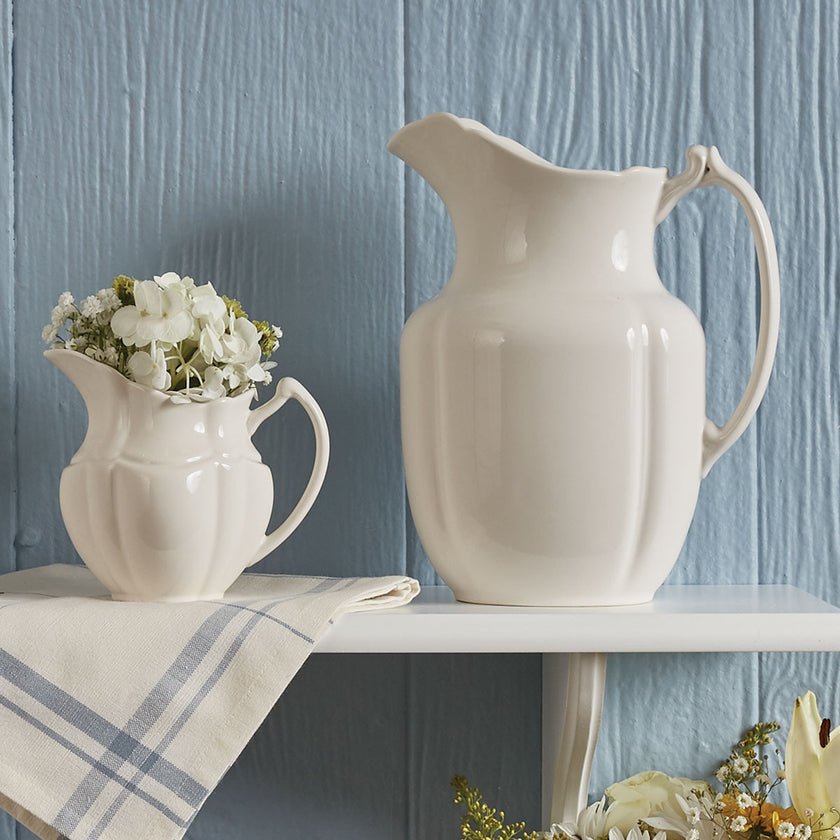 Farmhouse Metal Milk Pitcher, White Rooster Enamel Jug, Rustic Kitchen  Weathervane Vase 