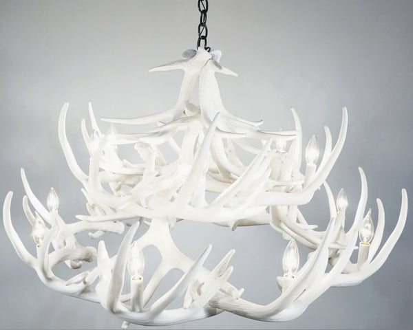 Whitetail Deer 9 Faux Antler Cascade Chandelier