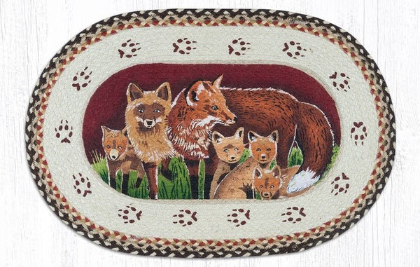 Folk Art Cat Oval Patch Braided Jute Rug
