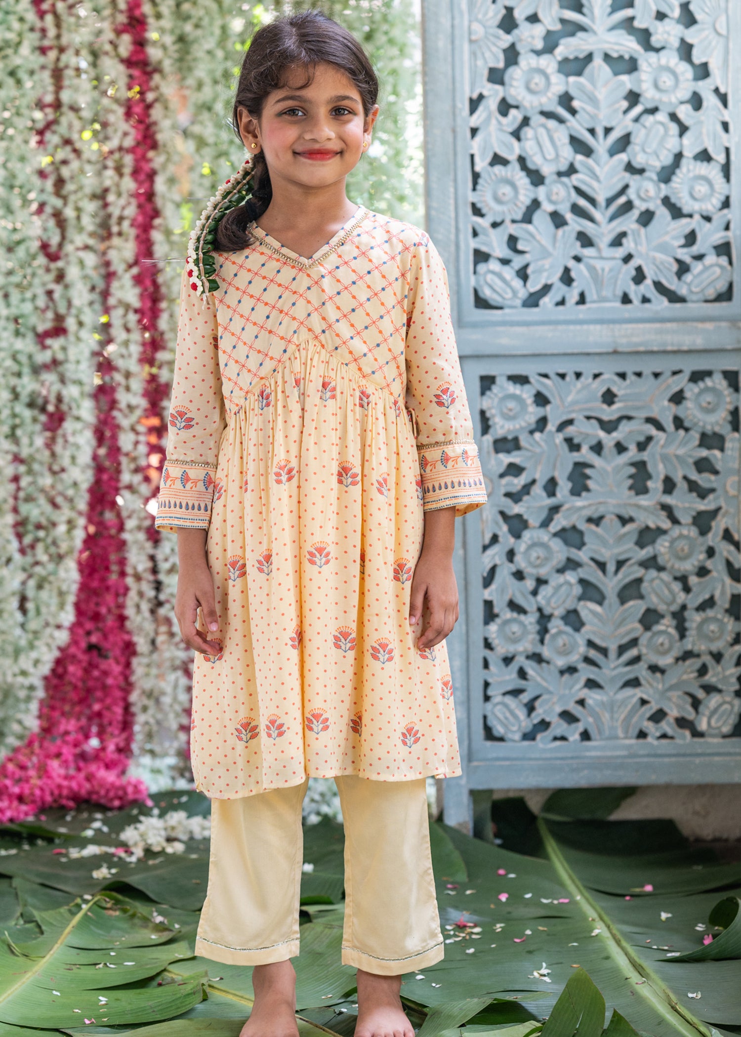 Anvi Creme Kurta Pant Set Girls (2Years - 12Years)