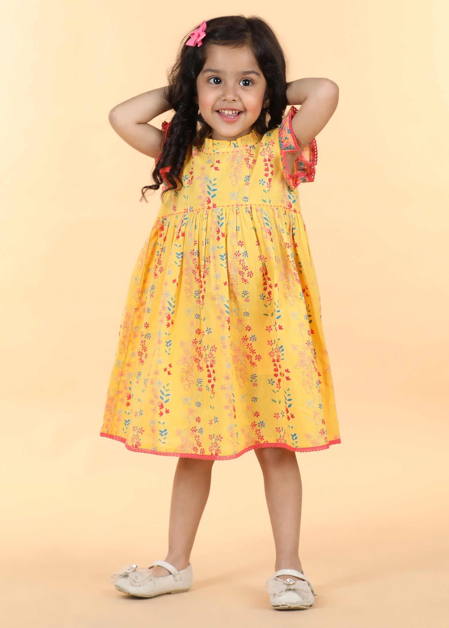 Yellow Cotton Takshita Dress Girls (6 Months -12 Yrs)