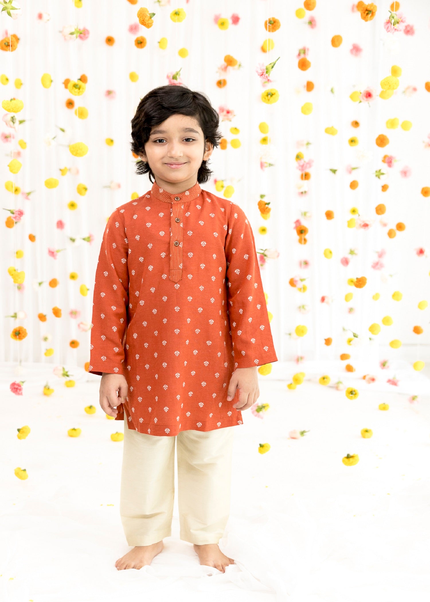 Rust Festive Boys Kurta 