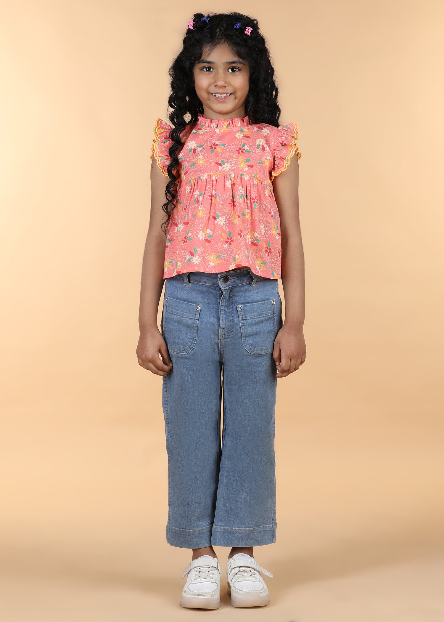 Peach Cotton Takshita Top Girls (6 Months -12 Yrs)