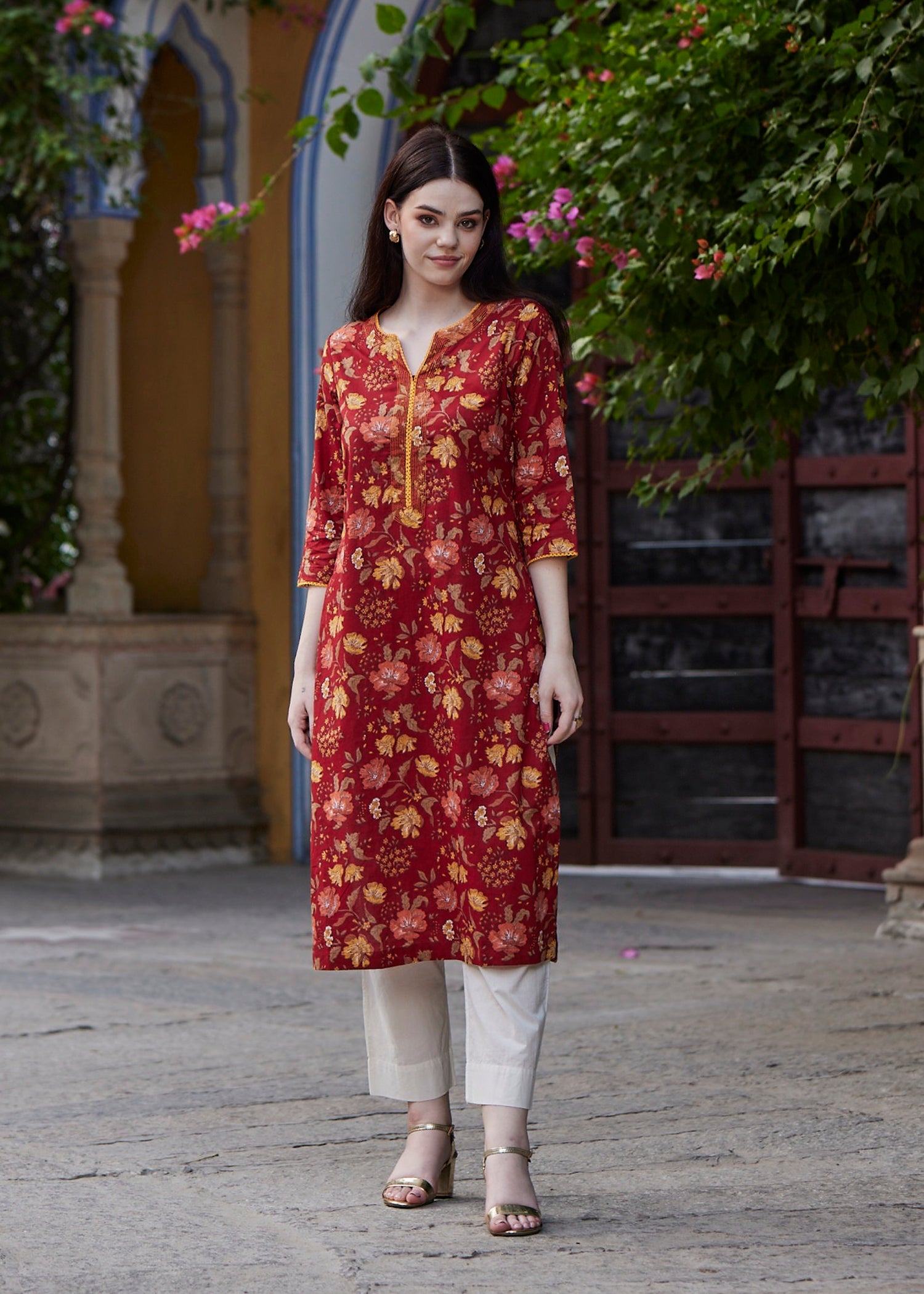 Regular Red Kurta