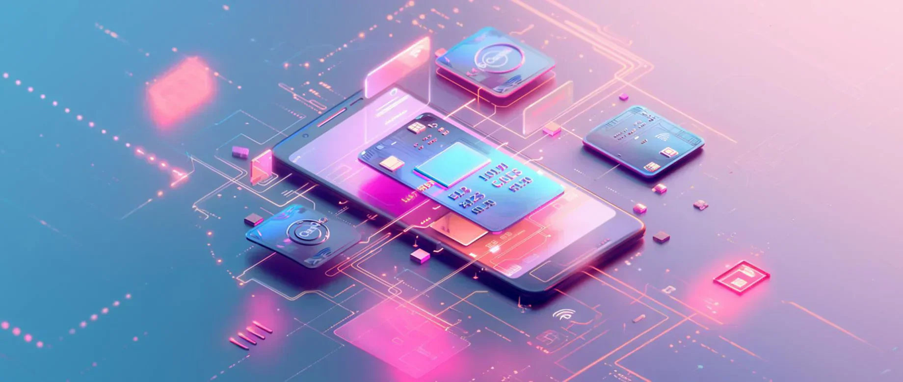 安装着电脑芯片的手机，代表支付API