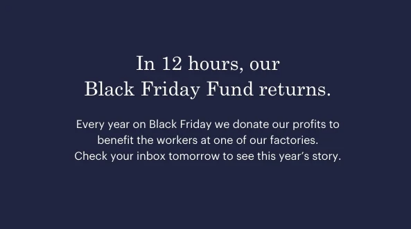 来自 EVERLANE 的预告电子邮件，介绍其黑色星期五基金