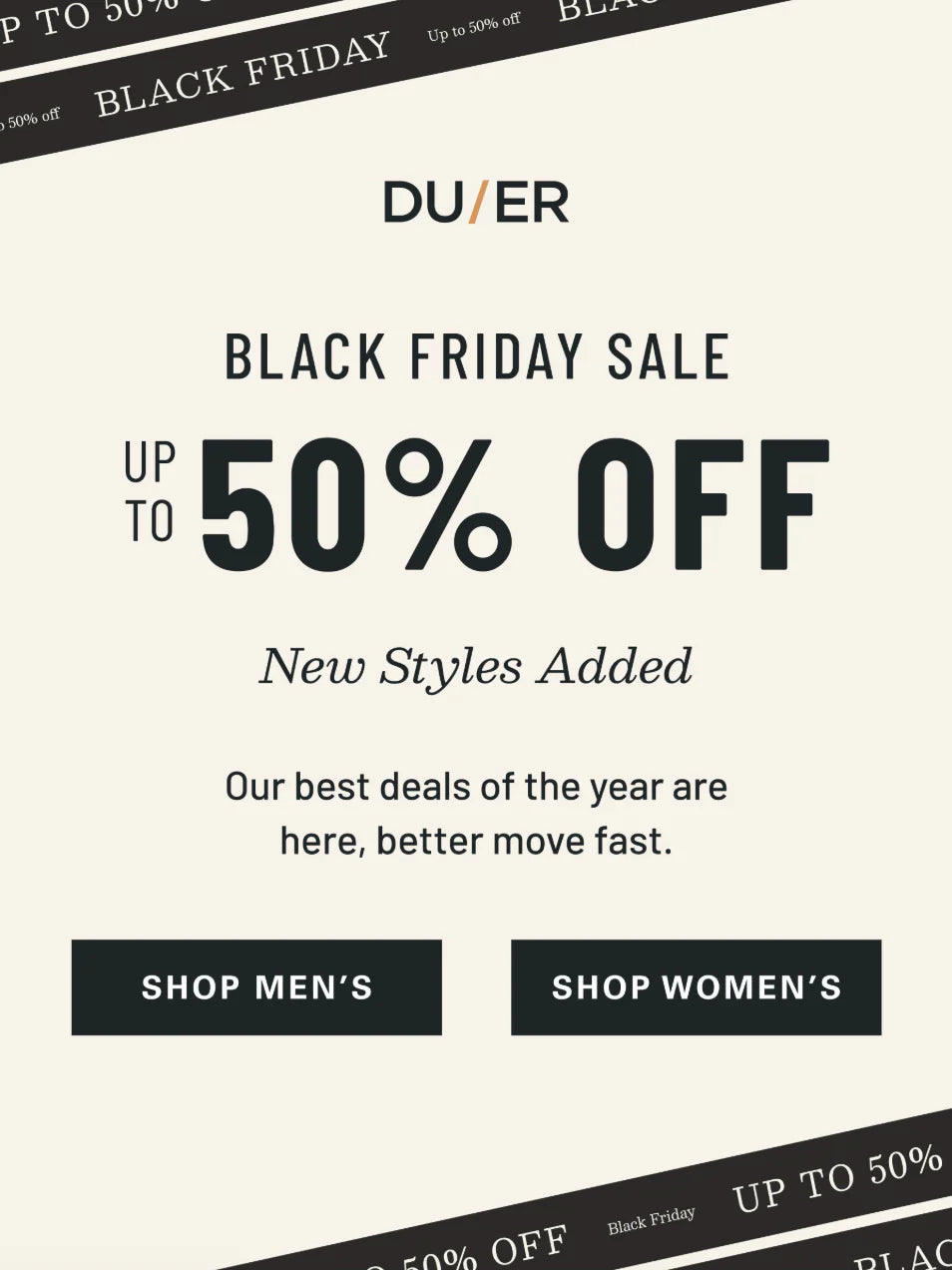 DU/ER的黑五新款打折广告