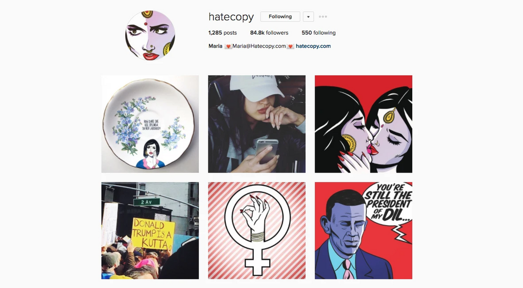 Maria 的 instagram 账号 hatecopy