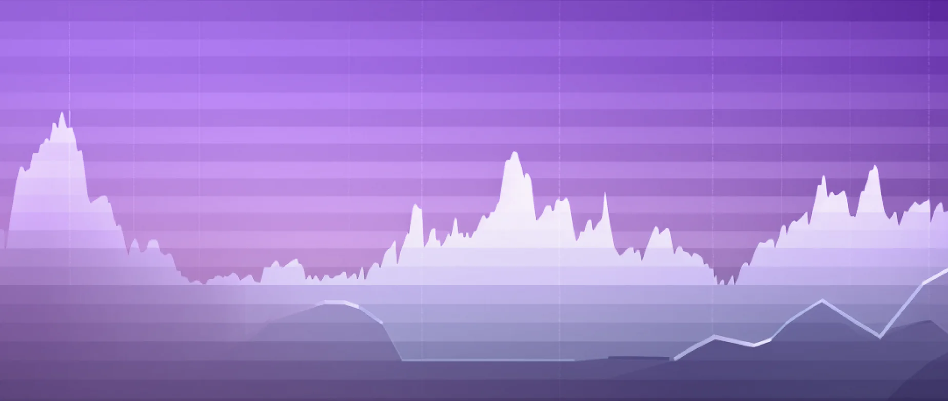 紫色背景上的图表波峰波谷