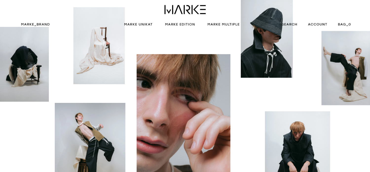 Marke的页面，模特们身着各种服饰