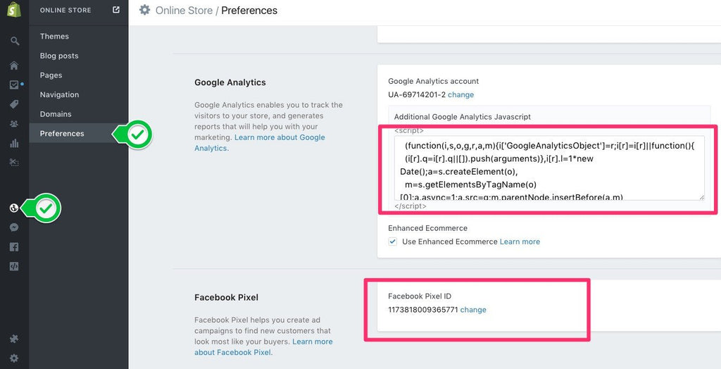 设置 Google Analytics 和 Facebook Pixel