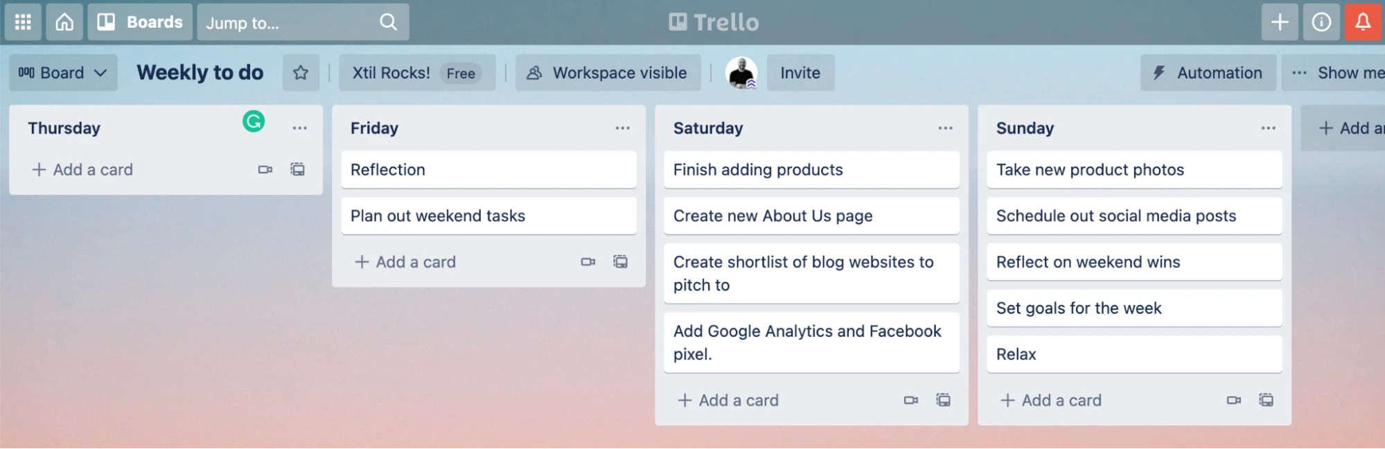 trello  行动清单