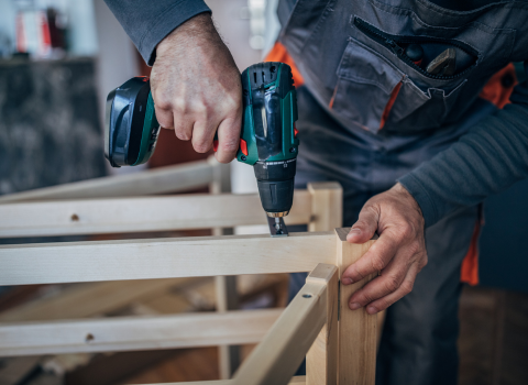 Refinishing Furniture using a compact drill