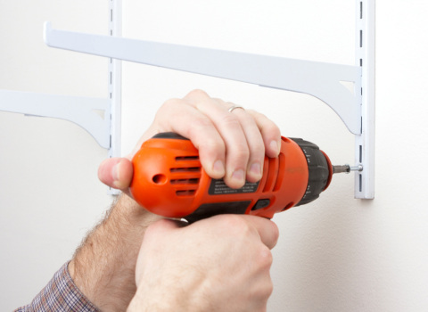 Hanging shelves using compact drill