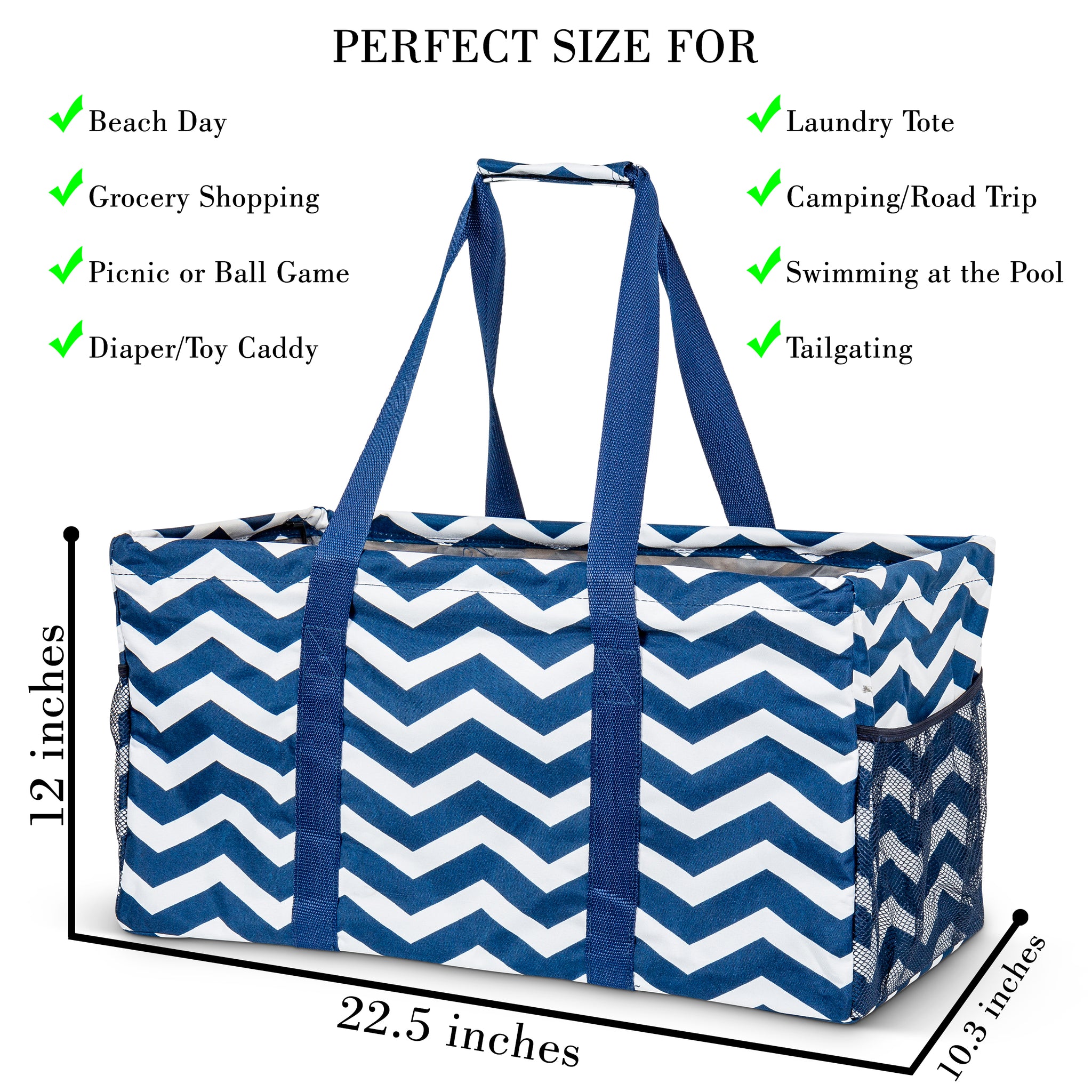 Extra Large Utility Tote Bag - Oversized Collapsible Pool Beach Canvas ...