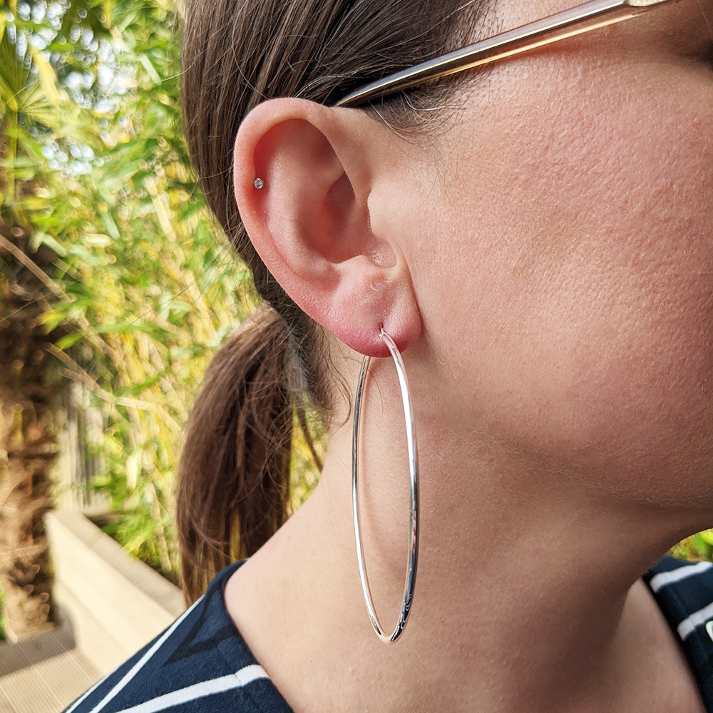 Accessorize large simple hoop earrings in silver | ASOS