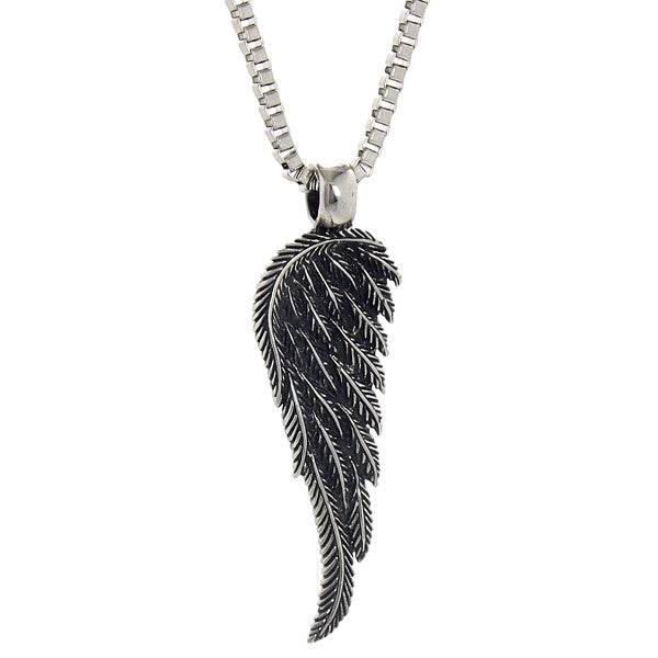 Necklace - Silver Men's Angel Wing 
