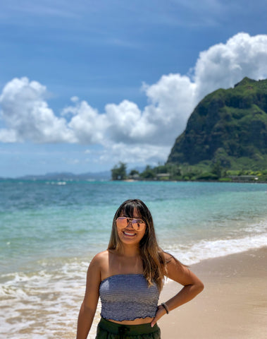 A woman on a beach in Oahu Hawaii
