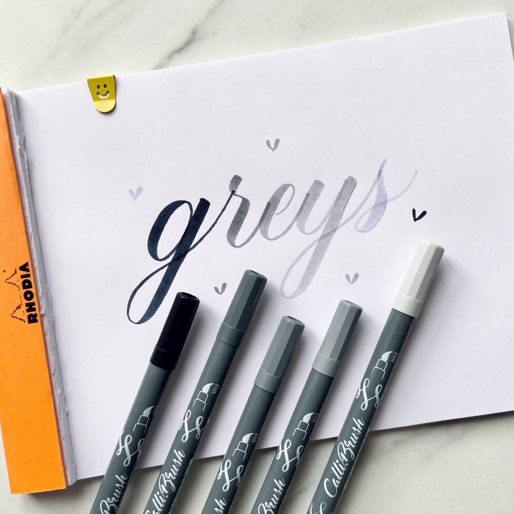 Brush lettering with the ONLINE Calli.Brush Grey Edition pen set