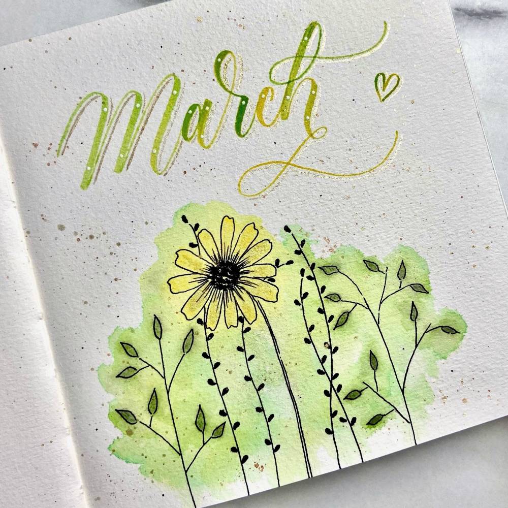 Brush Pen Drawing: Easy Floral Frame +3 More Ideas!