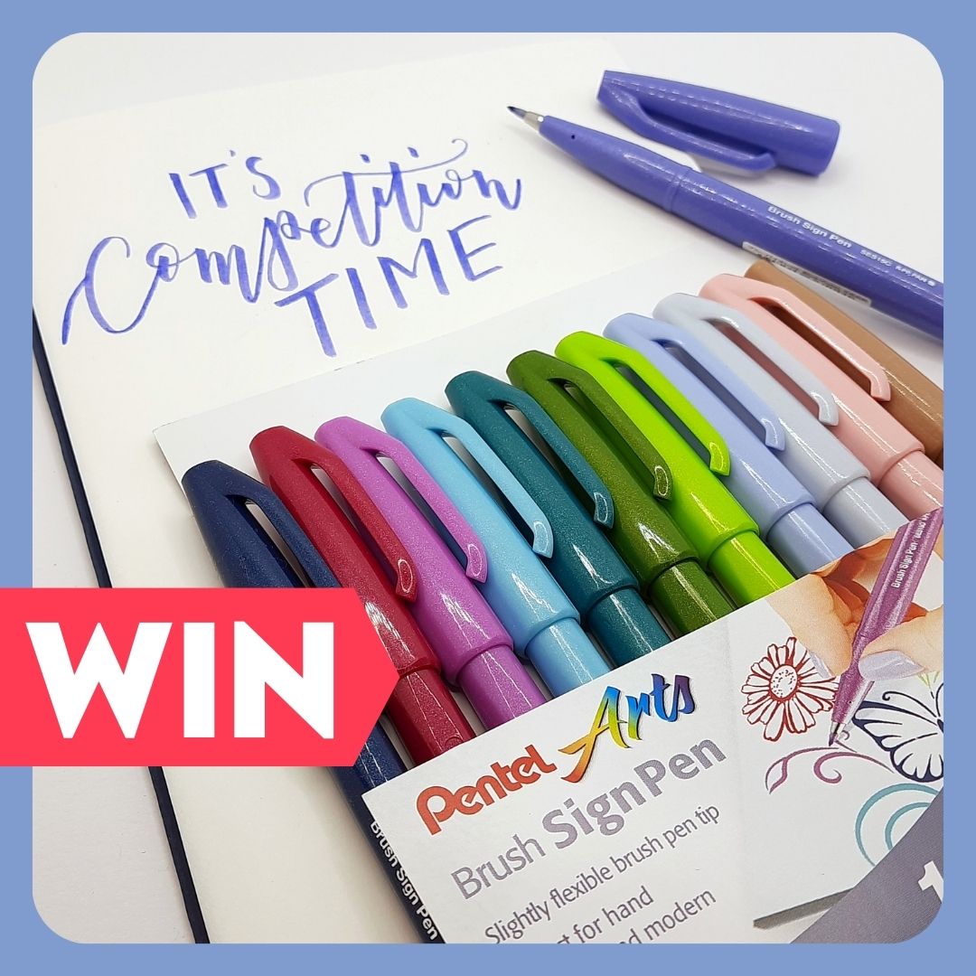 Enter now to win a set of 12 beautiful Brush Sign pens from Pentel