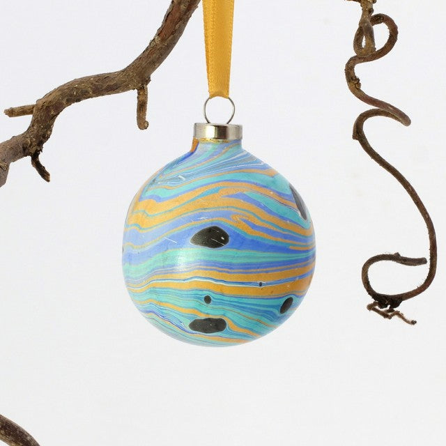 Ceramic marbled baubles from The Whimsical Marbler