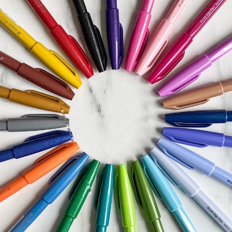 The Pentel Brush Sign pens are available in 24 varied colours