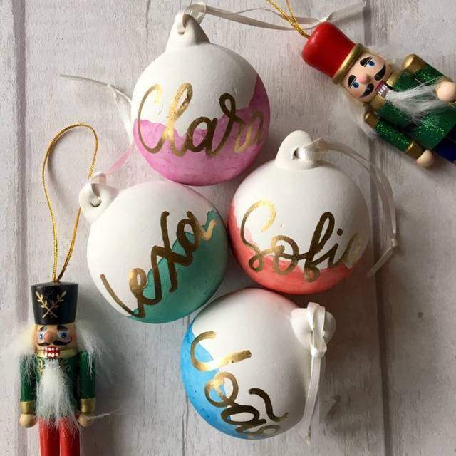 Personlaised baubles from The Preposterous Pigeon