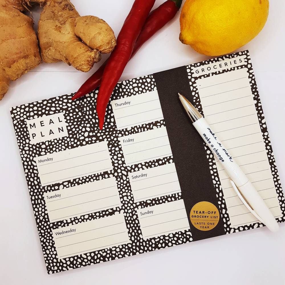 Studio Wald A5 meal planner pad with grocery list