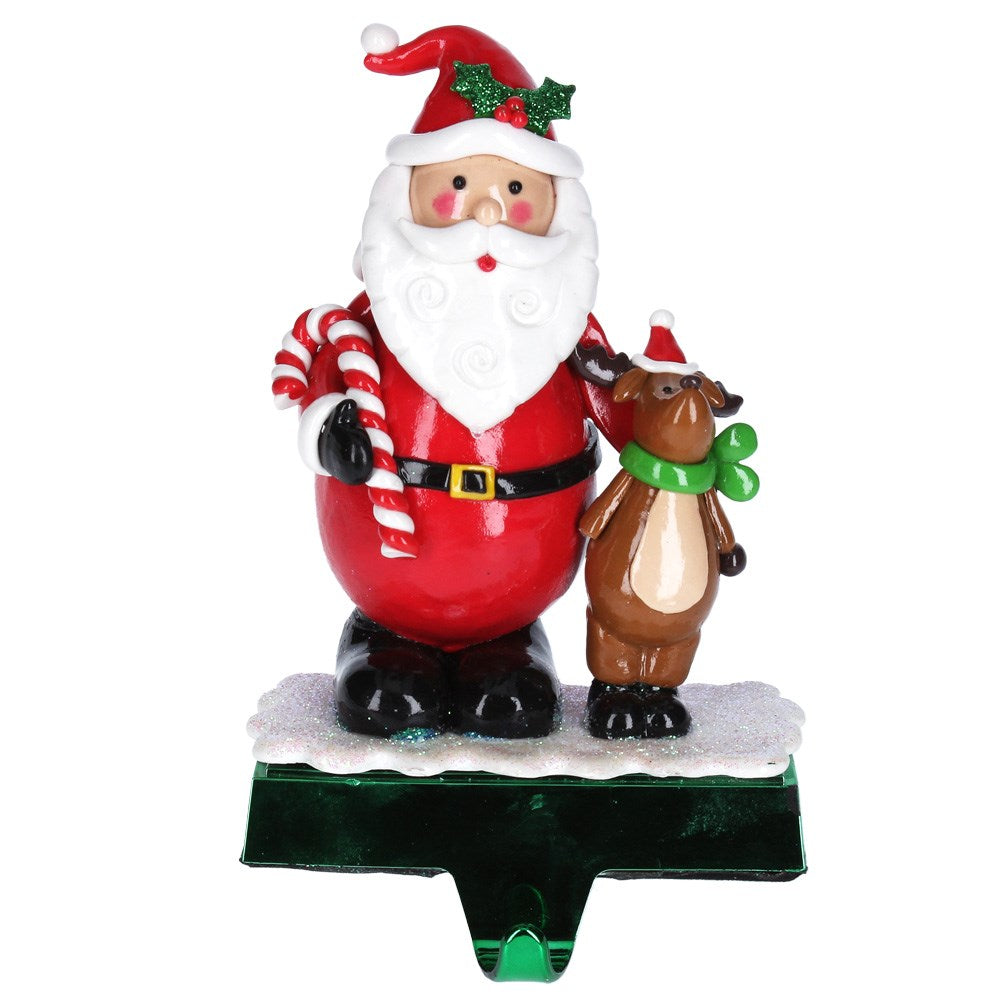 Gisela Graham - Santa with Reindeer and Candy Cane Stocking Hanger ...