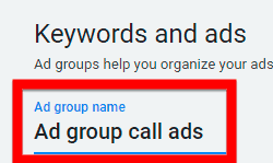 Naming your Ad Group in Google Ads