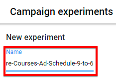 Naming my new Google Ads campaign experiment