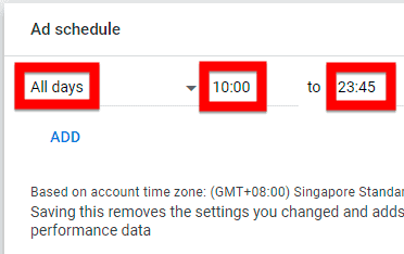 scheduling your Google Ads to run only during your active hours