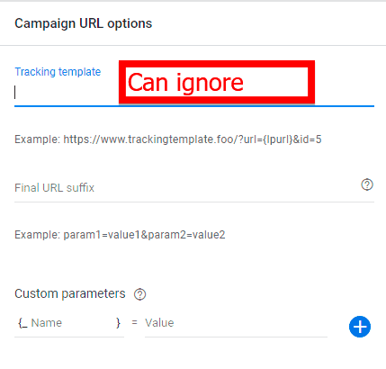 tracking template for your campaign URL