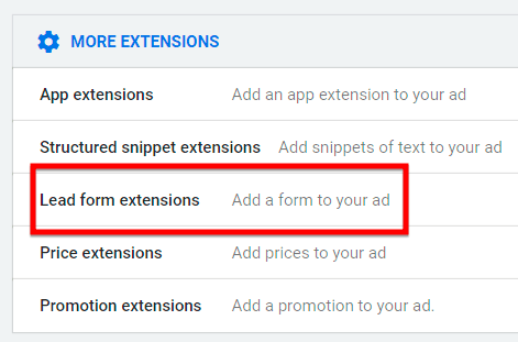 Add a lead form to your ad