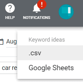 download your keywords to a spreadsheet