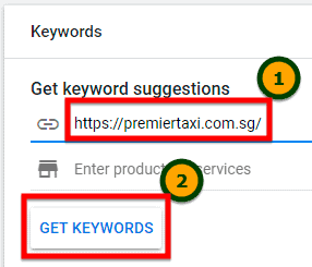 type the URL of the related page to get keyword suggestions